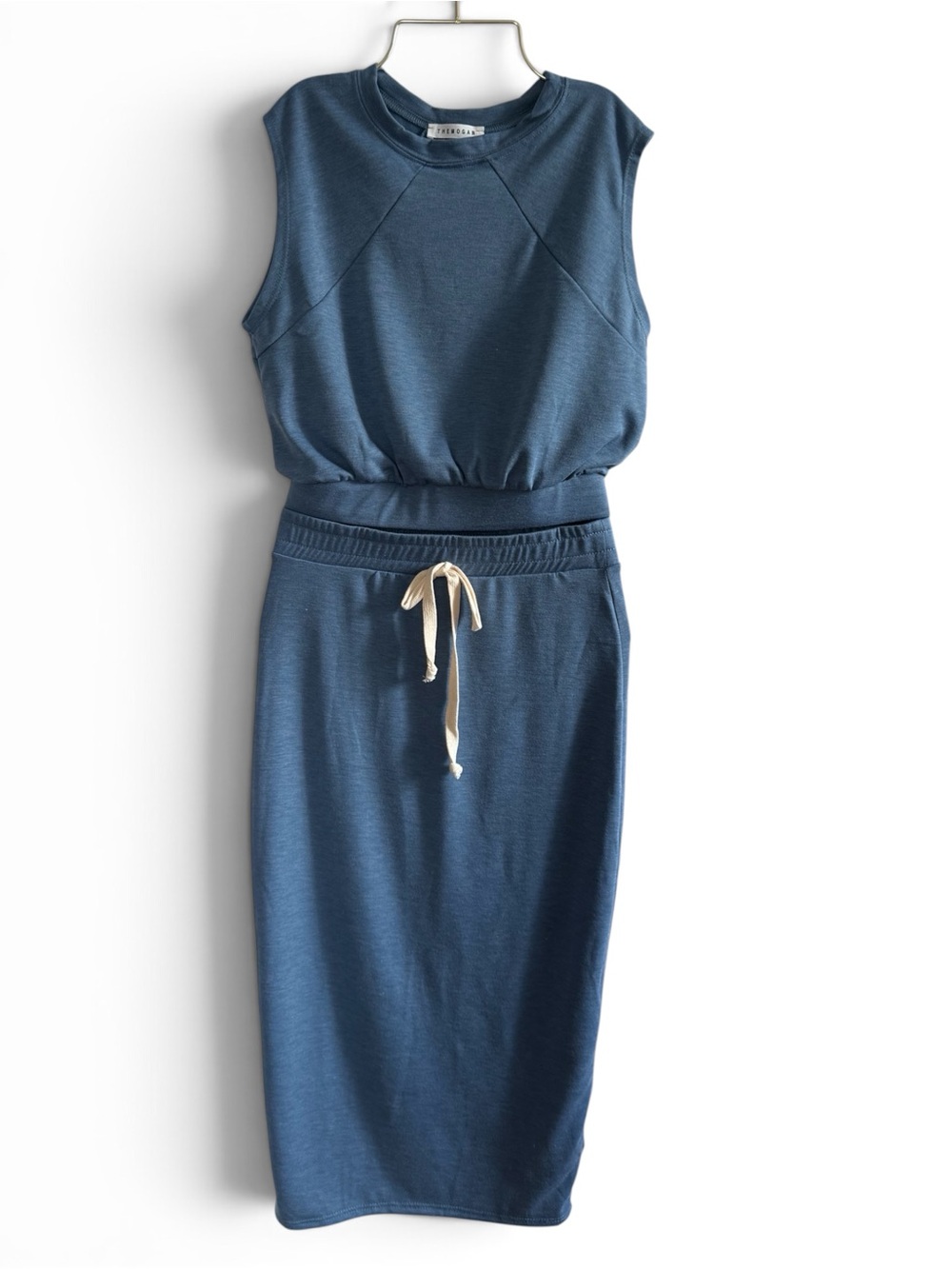 Blue Knit Crop Top & Skirt Set TheMogan